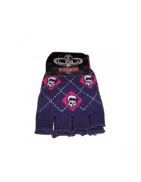 Handschuhe Fingerlos - Violet Girlie Skull