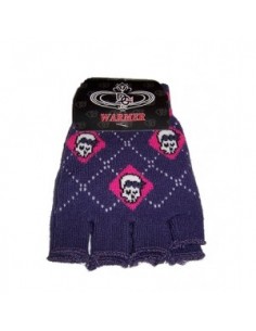 Vingerloze handschoenen - Paars Girlie Skull 2