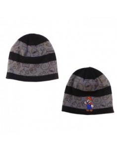 Nintendo - Black Grey Striped  Mario Beanie