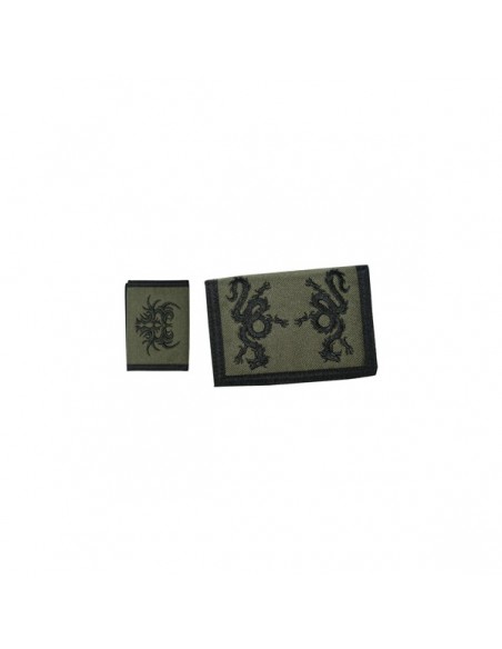 Velcro Wallet - Tribal Dragon Army Green