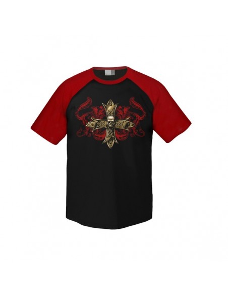 Raglan T-Shirt - Made in Hell Floral Cross Skull
