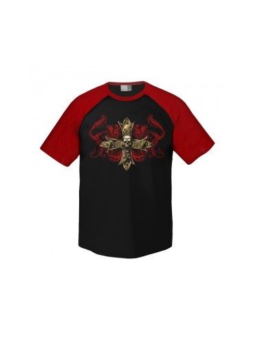 Raglan T-Shirt - Made in Hell Floral Cross Skull