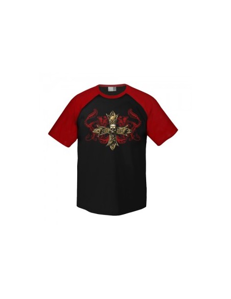 Raglan T-Shirt - Made in Hell Floral Cross Skull
