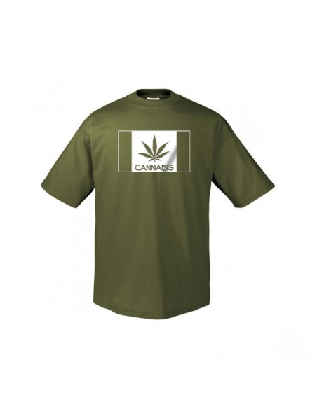Heren Groen T-Shirt  - "Cannabis" Leaf