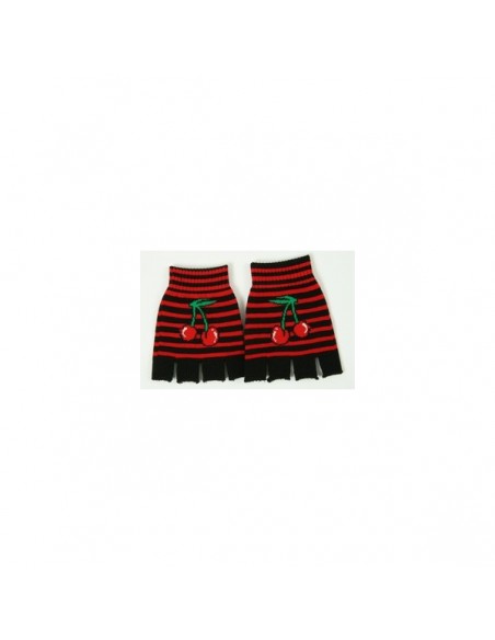 Vingerloze handschoenen - Zwart Rood Kersen Cherry  