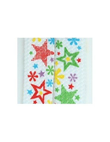 Schnürsenkel Weiss mit Sterne und Blumen