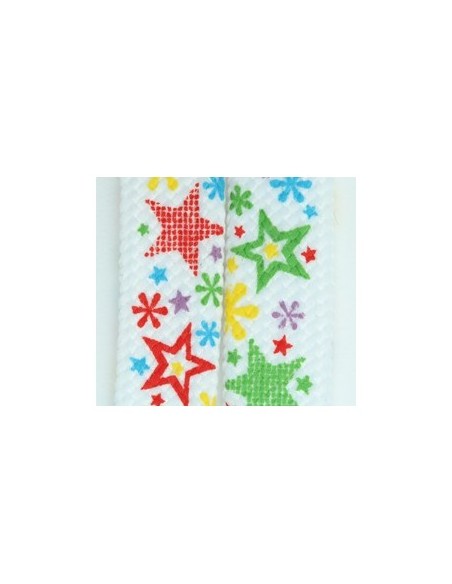 Schnürsenkel Weiss mit Sterne und Blumen