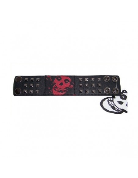 Misfits leren armband rode skull logo