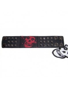 Misfits leren armband rode skull logo 2