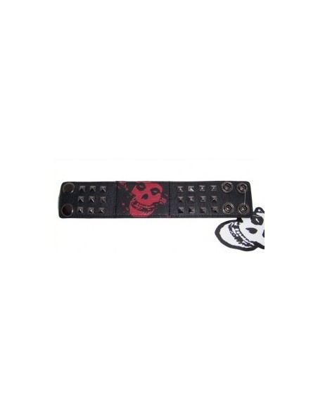 Misfits leren armband rode skull logo